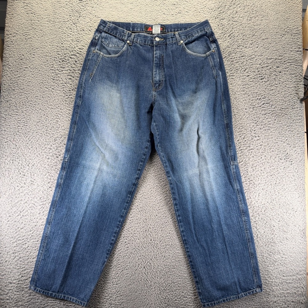 Vintage Artery Jeans Mens 38x33 Blue Cotton Denim Straight Faded Workwear Baggy